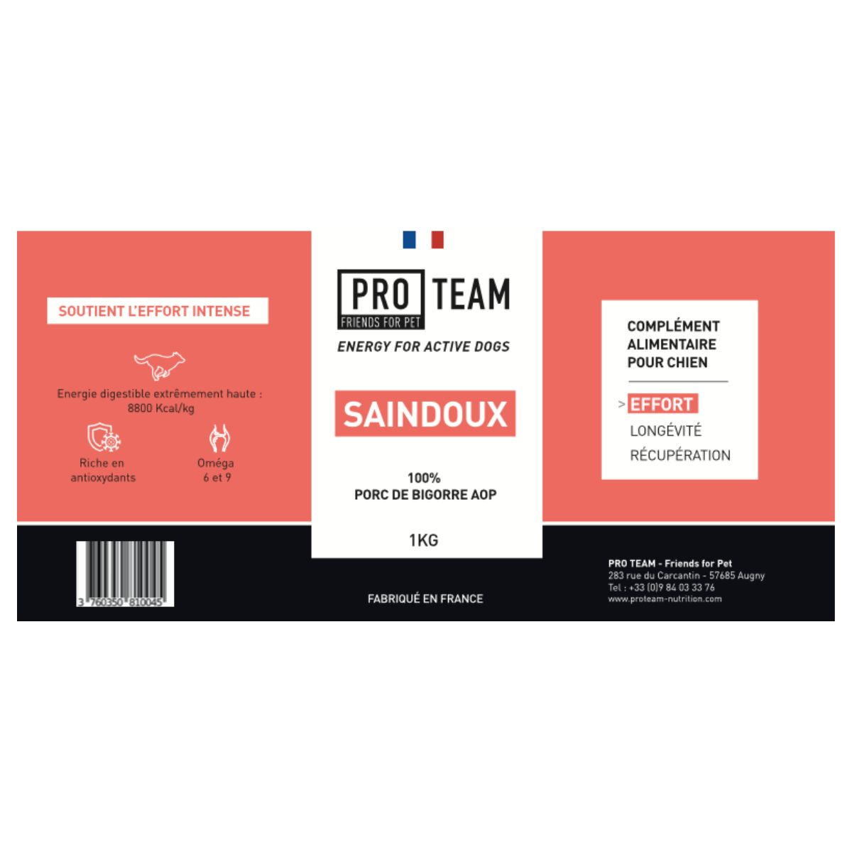 compléments alimentaire pour chien sportif proteam saindoux