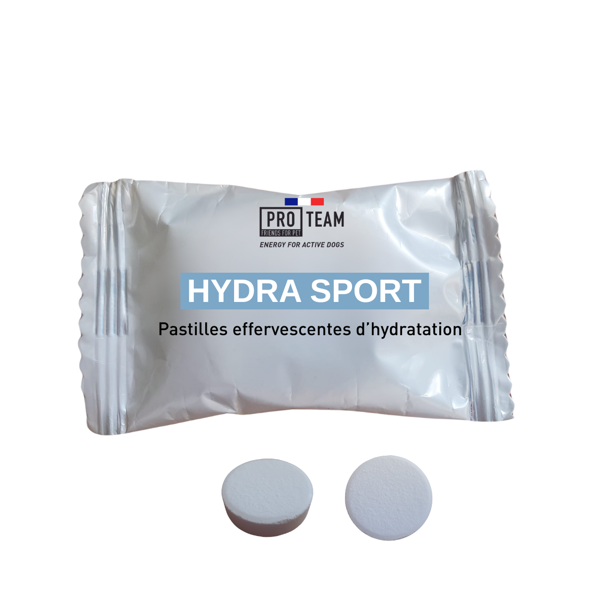 PRO TEAM Hydra Sport<br />
Pastilles effervescentes d’hydratation pour chiens sportifs