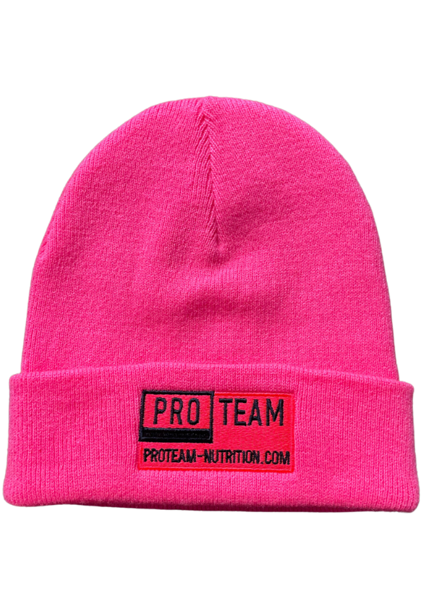 Bonnet PRO TEAM rose fabriqué en France, chaud, confortable et idéal pour accompagner vos sorties sportives et balades avec votre chien par temps frais.